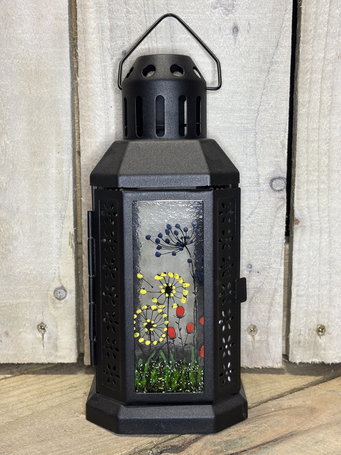 Fused Glass Floral Lantern