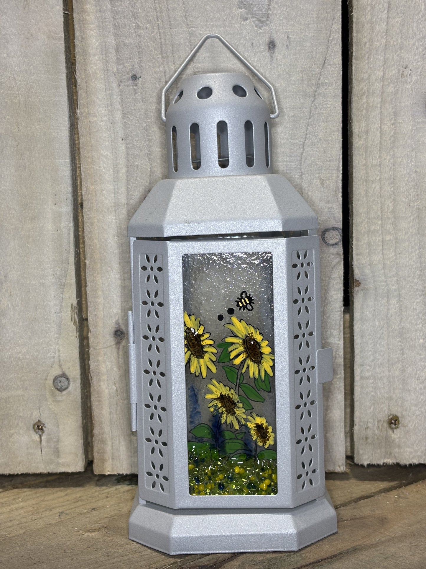 Fused Glass Floral Lantern