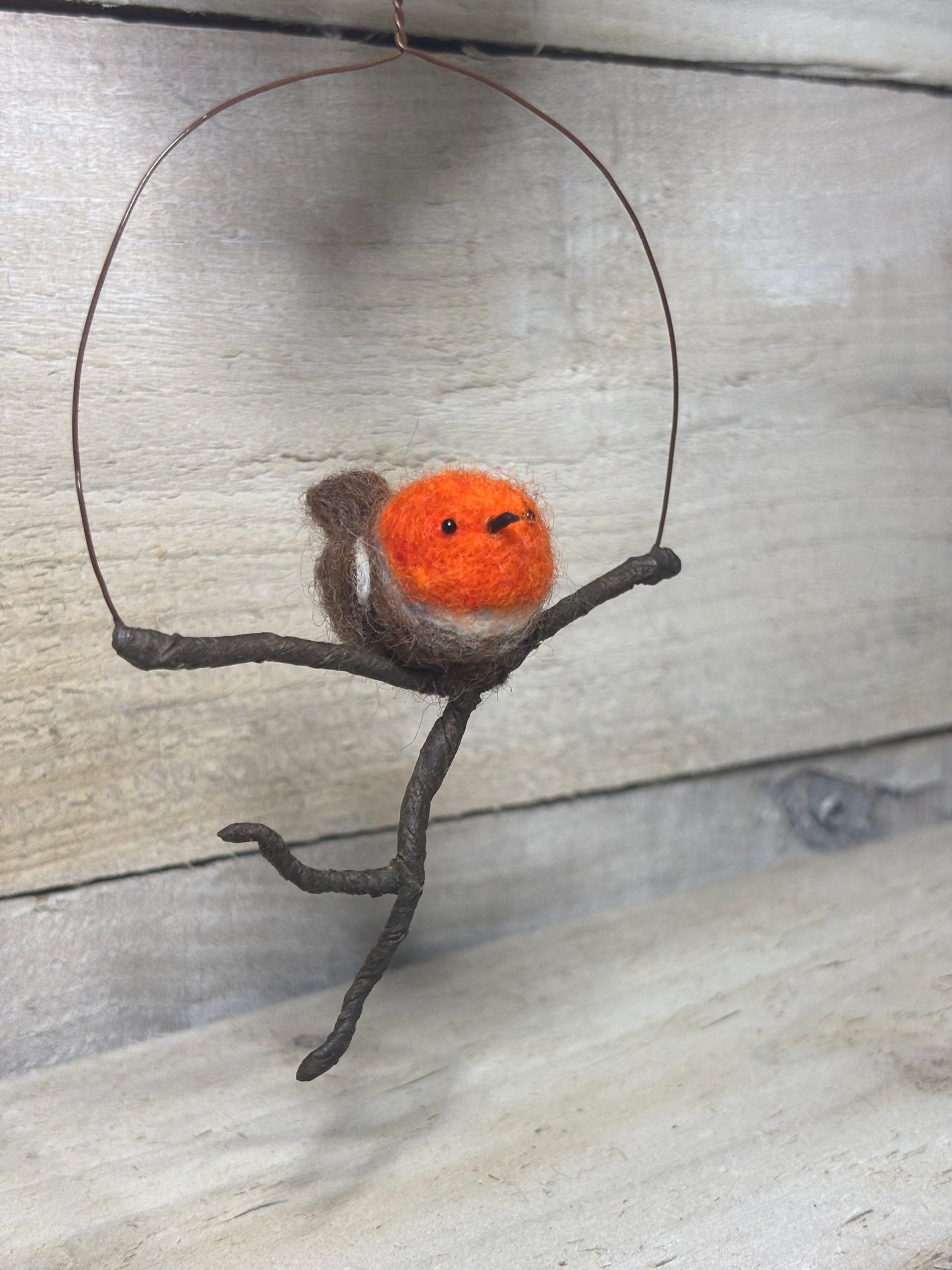 Felt Hanging Robin On Branch