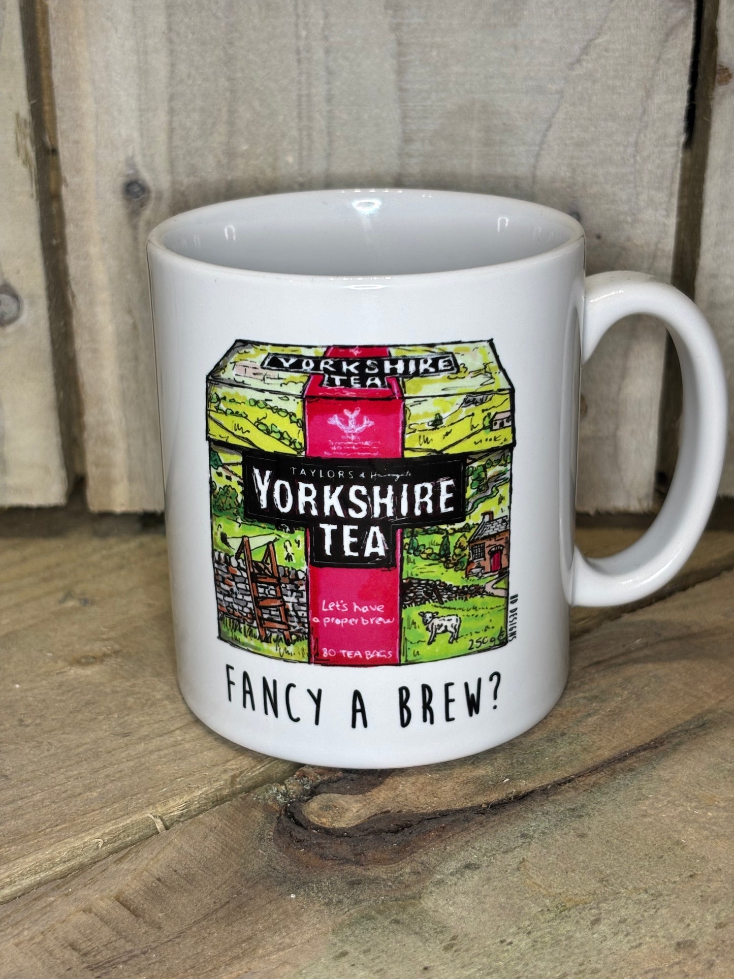 Various Mugs With Yorkshire Drawings