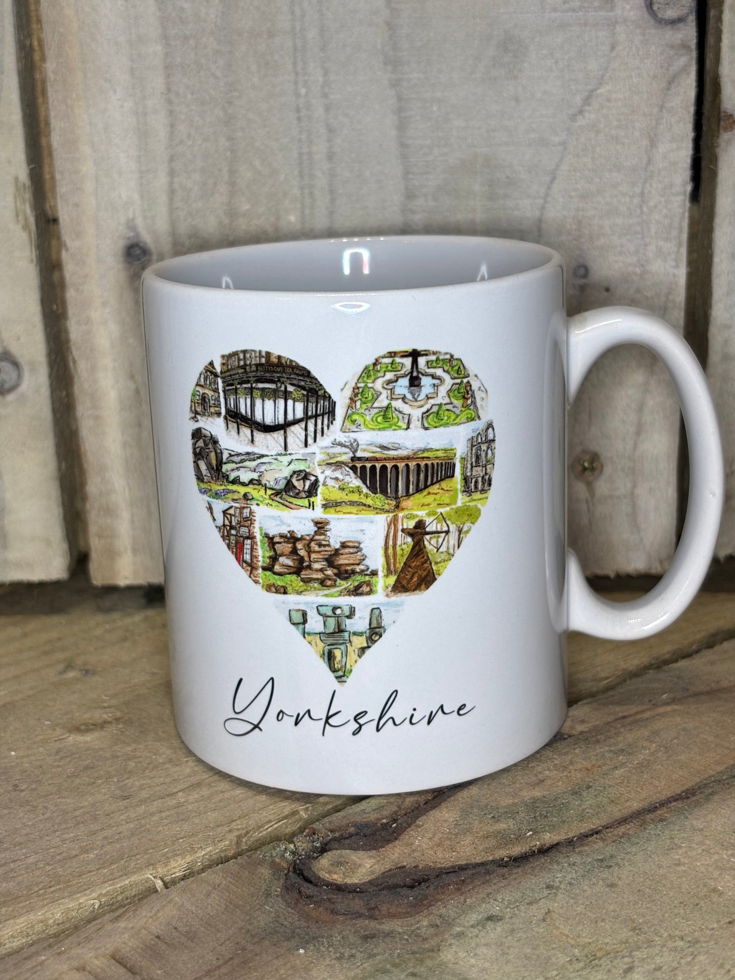 Various Mugs With Yorkshire Drawings