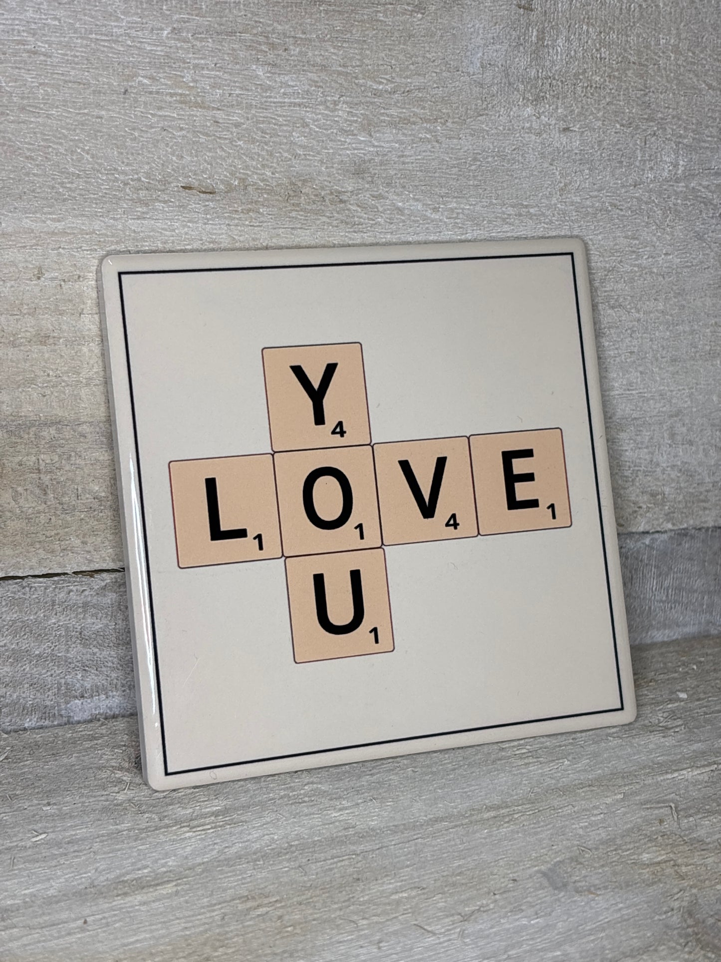 Various Scrabble "Love You" Coaster