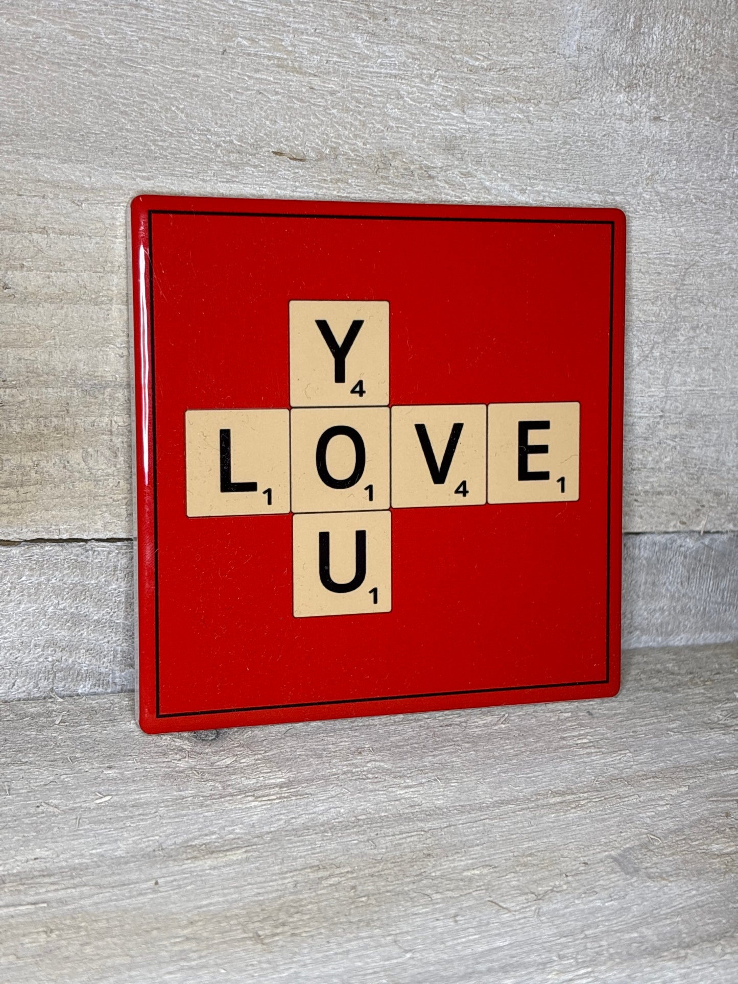 Various Scrabble "Love You" Coaster
