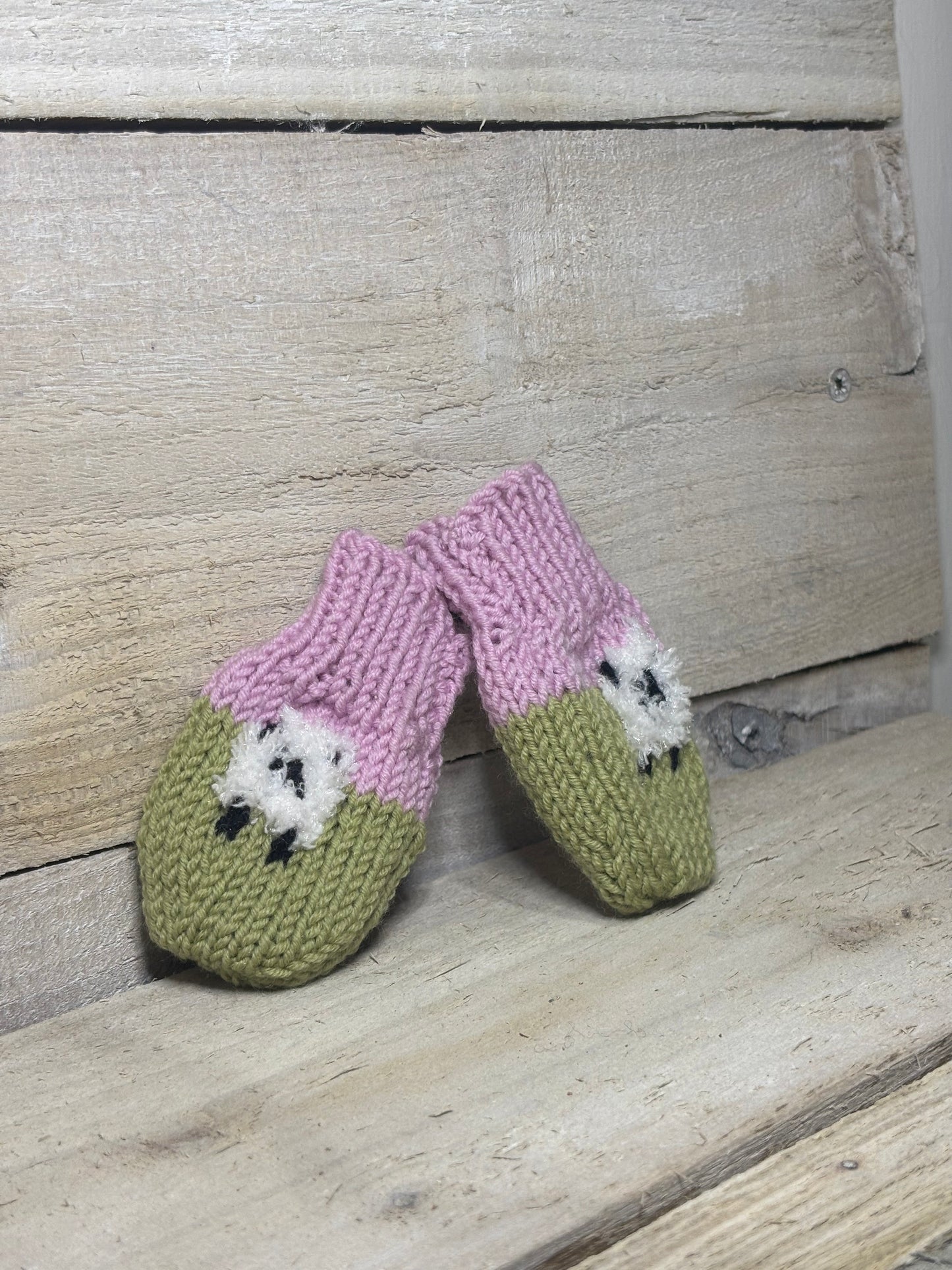 Pink / Blue Knitted Baby Mittens