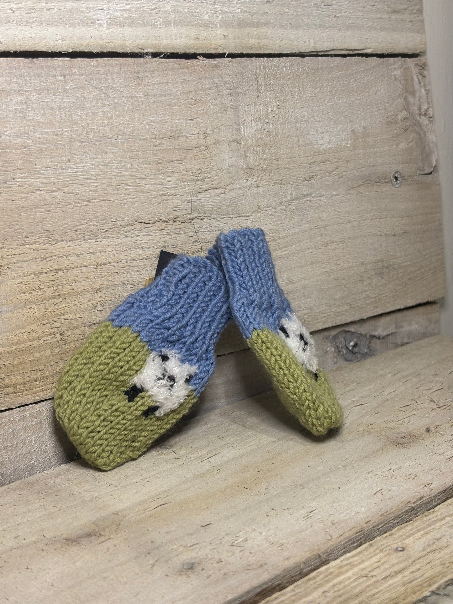 Pink / Blue Knitted Baby Mittens